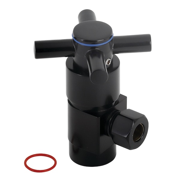 1/2" IPSx3/8" O.D. Anti-Sz Qrtr Turn Ceramic Cartridge Angle Stop, Blk